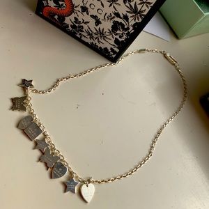 Gucci « Trademark » silver multi charms heart butterfly chain necklace